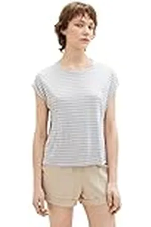 TOM TAILOR 1036534 Camiseta, 31710-Mid Blue Sand Stripe, S para Mujer