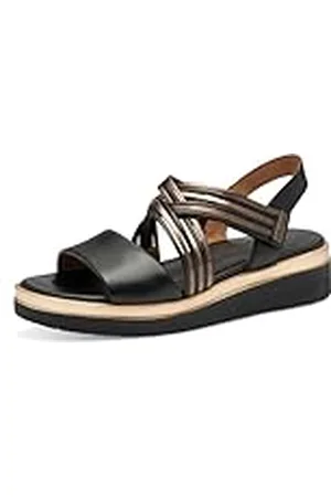 Tamaris Comfort 8-88707-42 012 Black Metallic Wedge Plateau Sandale Komfortable Mehrweite Alltagsschuh Festlich Elegant, Sandalias Planas Mujer, Color , 39 EU Ancho