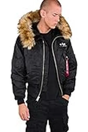 Alpha Industries Chaqueta Bomber con Capucha 45P para Hombre Bombardero y Vuelo, , S
