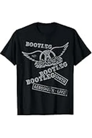 Aerosmith Camiseta de Manga Corta Negra para Hombres Adultos Casuales