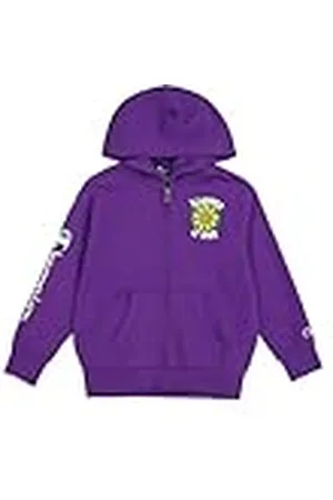 Champion Legacy Play With Graphics B (306910) - Sudadera con capucha y cremallera completa de poliéster, suave y compacta, ultraligera, Petunia Purple (PRV), 5-6 años (XS) Niños FW24
