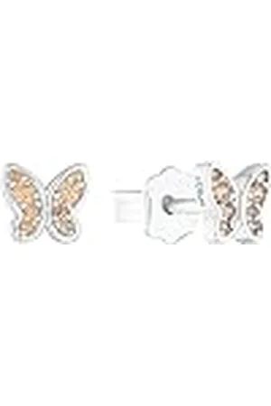 QS by s.Oliver Pendientes de plata de ley 925 joyería de los oídos de los niños de las muchachas, con zirconia synth., 0,5 cm, plata, mariposa, viene en caja de regalo de joyería, 2036819
