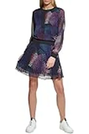 DKNY Top Corto de Ropa Deportiva con Mangas Transparentes Elevate Suéter, , L para Mujer