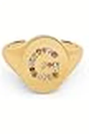 SINGULARU Anillo Personalizado Signet Letter Colors. Ajustable. Latón con Acabado Baño de de 18 Kt. Talla Unica. Joyas para Mujer. Letra G