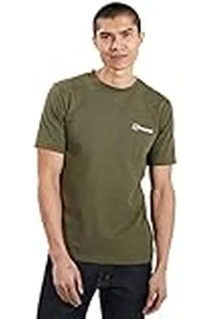 Berghaus Camiseta orgánica para Hombre con Logotipo Delantero y Trasero, Hombre, Camiseta, 4A001112CB9, Verde Hiedra, XS