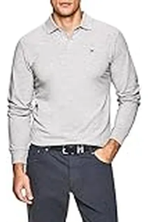 Hackett Slim Fit Logo LS Camisa Polo Hombre, Gris (913 Light Grey Marl), Small