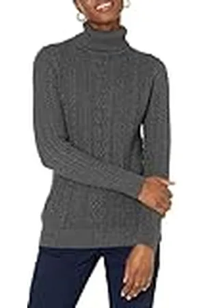 Amazon Jersey de Cuello Vuelto y Punto Cable de Tipo Pescador (Disponible en Tallas Grandes) Mujer, , L