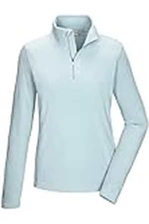 Killtec KSW 101 WMN FLC SHRT 40880-000 - Camiseta de Forro Polar para Mujer con Cuello Alto y Cremallera (Talla 50), Color Azul Claro