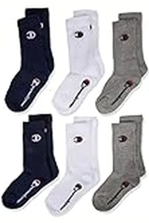 Champion Socks Basics 6pk Crew Socks, Calcetines Unisex niños, , 27-30