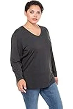 Ulla Popken Shirt, V-Ausschnitt, Relaxed, Langarm Camiseta, Cuello en V, Holgado, Manga Larga, , 48-50 Mujeres