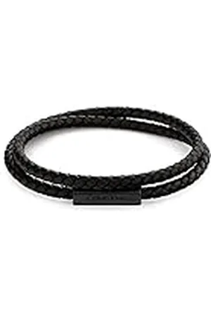 Calvin Klein Pulsera para Hombre Colección LATCH con Cuero Trenzado de Doble Vuelta - 35000209