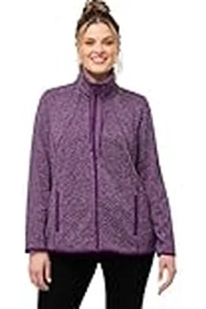 Ulla Popken Chaqueta de Forro Polar con Estampado de Rombos 832210 Deportiva, , 54-56 para Mujer