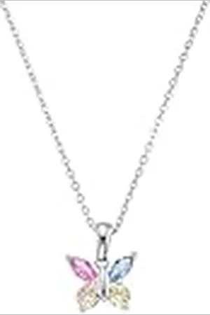 Amor Collar con colgante de plata de ley 925 collar de niña, con sintetizador de circonita cúbica, 35+3 cm, plata, mariposa, Viene en caja de regalo de joyería