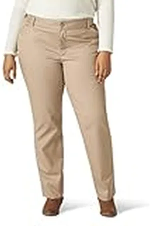 Lee Plus Size Wrinkle Free Relaxed Fit Straight Leg Pant Pantalones, Lino, 48 para Mujer