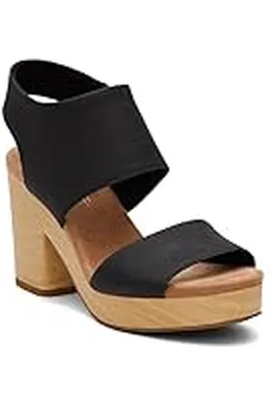 TOMS Majorca Platform, Sandalia de Cuña de alpargata Mujer, Negro Total, 41 EU