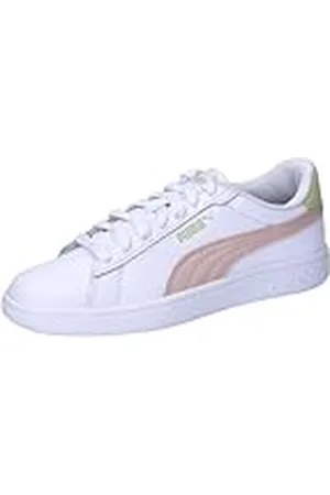 PUMA Smash 3.0 L Jr, Sneaker, White-Island Pink-Pistachio Green, 35.5 EU