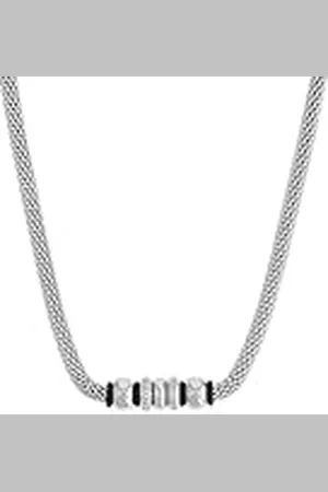 QS by s.Oliver Collar de acero inoxidable de goma collar de las señoras, con cristal, 42+3 cm, plata, viene en caja de regalo de joyería