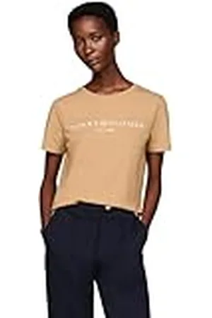 Tommy Hilfiger REG Corp Logo C-NK SS WW0WW40276, Camisetas de Punto de Manga Corta, Mujer, , XL