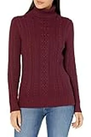 Amazon Jersey de Cuello Vuelto y Punto Cable de Tipo Pescador (Disponible en Tallas Grandes) Mujer, , XS