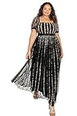 Maya Deluxe Womens Ladies Maxi Occasion Dress Sequin Square Neck High Waist A Cut Evening Gown for Wedding Guest Vestidos, 38 De Las Mujeres
