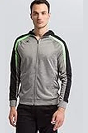 Erima GmbH Liga 2.0 Chaqueta de Chándal con Capucha, Hombre, Gris Jaspeado/Negro/Verde (Gecko), 4XL