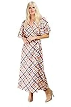 Little Mistress Check Wrap Midaxi Vestido para ocasión Especial, , 42 para Mujer