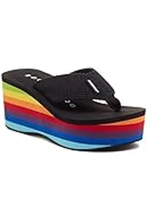 Rocket Dog Crush, Chanclas Mujer, Negro/Multicolor, 39 EU