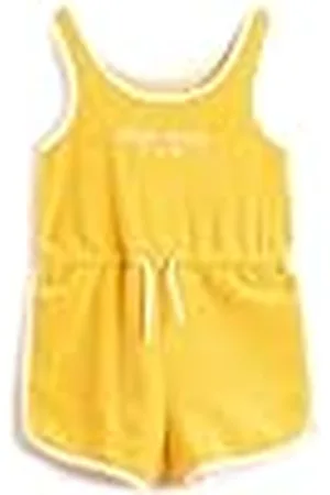 Koton Shorts Overalls Sleeveless Round Collar Towel Fabric Drawstring, Vestido niñas, Color Yellow (155), Talla 9-10 años (134-140 cm)