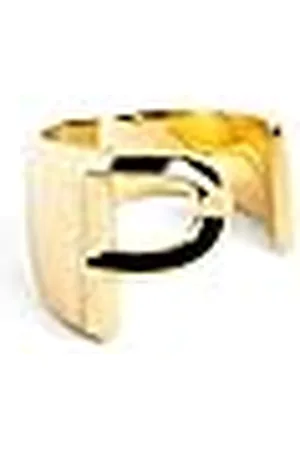 SINGULARU Anillo Personalizado Letter Signet. Macizo Ajustable. Latón con Acabado Baño de de 18 Kt. Talla Unica. Joyas para Mujer. Letra P