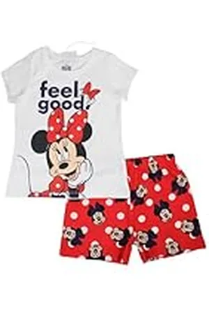 Disney MINNIE, Conjunto de 2 piezas, Camiseta + Pantalones cortos, Niños, (2 a 8 años), Unisex, Niño, Niña, Suave, Lindo, Cálido, Camiseta, Pantalones, Modelo DIS MF 5204C256 S1-4A, BLANC