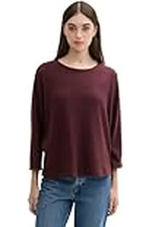 TOM TAILOR 1043090 Camiseta, 32620-Tawny Port Red Melange, L Mujeres