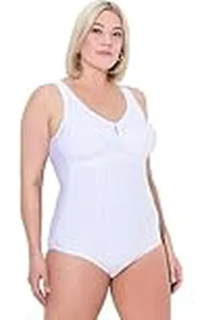 Ulla Popken Body moldeador para mujer, tallas grandes, tallas grandes, a rayas, sin sujetador