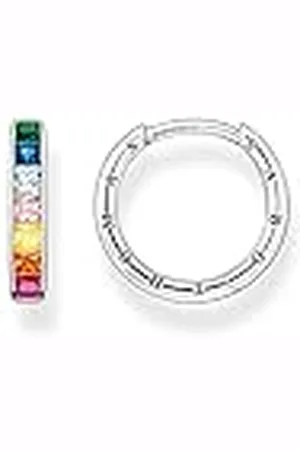 Thomas Sabo Pendientes de aro para mujer, plata 925, piedra de cristal 32022504, 20x2 mm, Plata de ley, Circonia cúbica 1