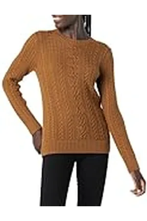 Amazon Jersey de Cuello Redondo y Manga Larga en Punto Trenzado con Ochos (Disponible en Tallas Grandes) Mujer, , L