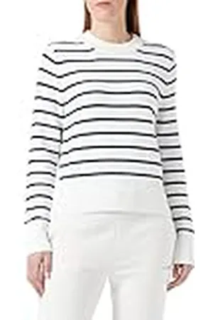 Tommy Hilfiger Mujer Jersey 1985 Jersey de Punto, Blanco (Breton Stripes/Ecru/Desert Sky), L