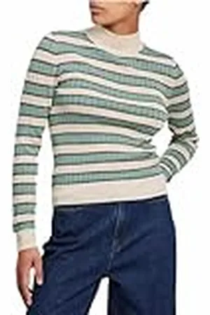 VILA Visia L/S Glitter Knit Top/B Jersey de Punto, Abedul/Rayas: Negro y ártico, L para Mujer