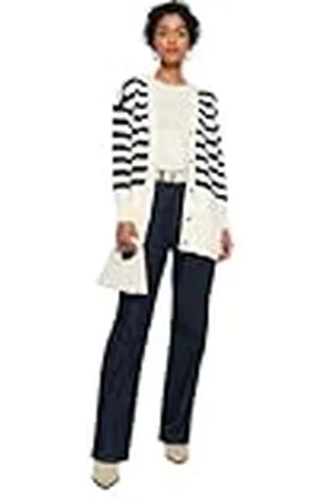 Trendyol Mujeres Rayas Manga Larga Relajado Hijab Cardigan Jersey, , M
