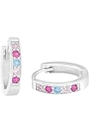 Amor Creoles Plata de Ley 925 Joyas de Orejas para Niñas, con Sintetizador de Circonitas, 1,2 cm, Plata, Viene en Caja de Regalo de Joyería
