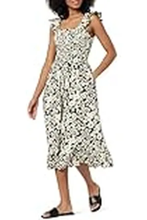 THE DROP Vestido para Mujer, Kimi Midi Fruncido Hombros con Volantes, , XL