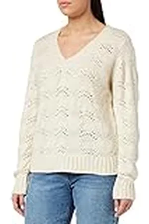 Pieces® Pcbibbi LS Knit Noos BC-Jersey con Cuello de Pico Suter Pulver, , S para Mujer