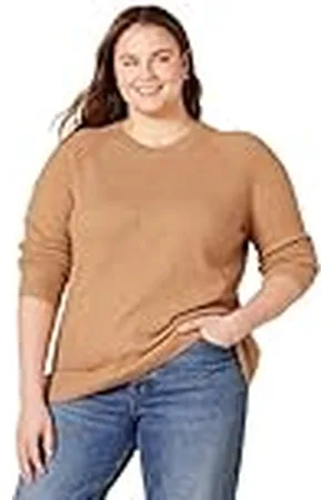 Amazon Jersey de Tacto Suave con Cuello Redondo, Manga Larga y Corte Clásico (Disponible en Tallas Grandes) Mujer, , 5XL Grande
