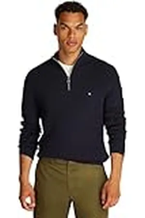 Tommy Hilfiger Jersey con cremallera Hombre Racking Structure con cuello vuelto, Azul (Desert Sky), M