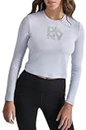 DKNY Stacked Textured Sttripe Logo Long Sleeve tee Camiseta, , XS Mujeres
