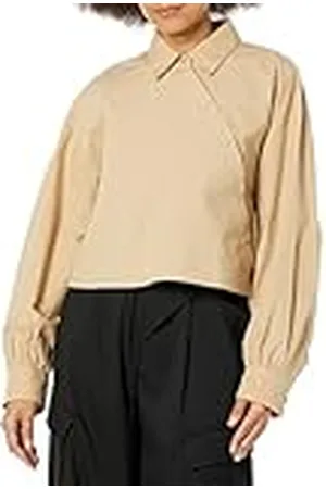 THE DROP Camisa para Mujer, Corta con Parte Delantera Asimétrica, , por @karenbritchick, L