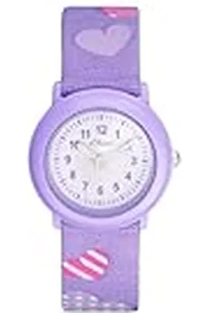 QS by s.Oliver Reloj de Pulsera para niñas Reloj de Cuarzo analógico, con Correa Textil, púrpura, 3 Bar Resistente al Agua, Viene en Caja de Regalo, 2036750