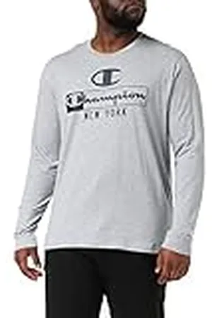 Champion Graphic Shop Authentic L-S Camiseta, Gris (Claro Melange), Hombre