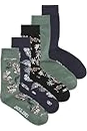 JACK & JONES Jactrevor Socks 5 Pack Calcetines, Black/Pack: Navy Blazer-Trellis-Navy Blazer-Trellis, Talla única para Hombre