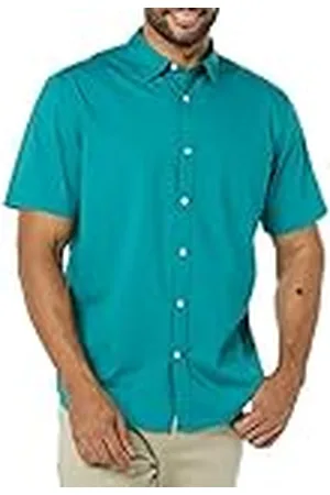 Amazon Camisa de Popelina elástica, Manga Corta (Disponible en Tallas Grandes) Hombre, , XS