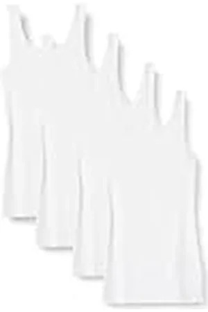 Amazon Camiseta Ajustada sin Mangas Mujer, Pack de 4, , L