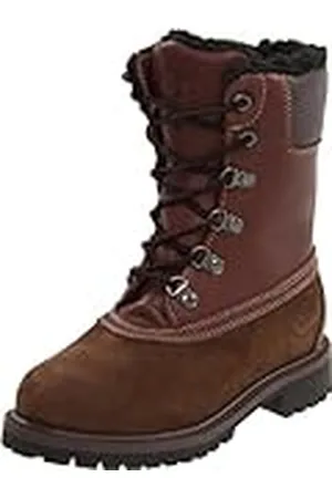 Timberland 6IN WNTR WP BT DK Brn NB 8-Inch Winter Boot- K - Botas de Cuero Nobuck para niños, Color , Talla 32.5